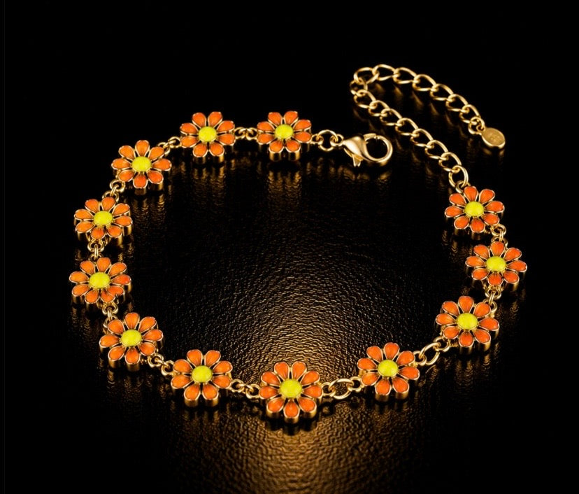 Pulsera Flores Naranja